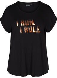 Trænings t-shirt i viskosemix med tryk, Black I Run