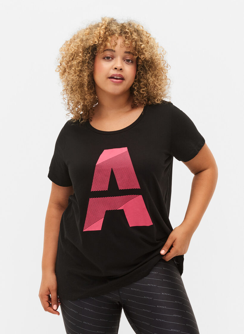Trænings t-shirt med print, Black w. Pink A, Model image number 0