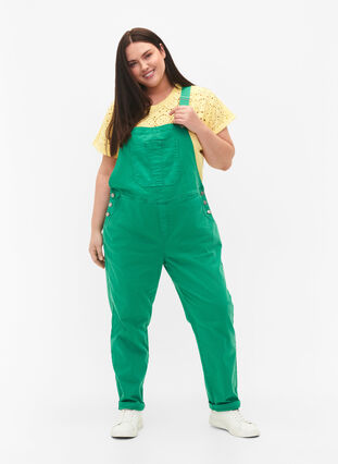Farvede denim overalls, Holly Green, Model image number 0