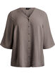 Skjortebluse med V-udsk&aelig;ring og 3/4-&aelig;rmer, Beige, Packshot image number 0