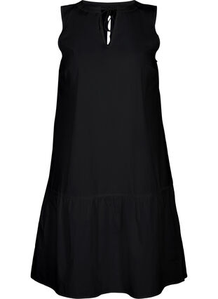 Kort bomulds kjole i a-shape, Black, Packshot image number 0