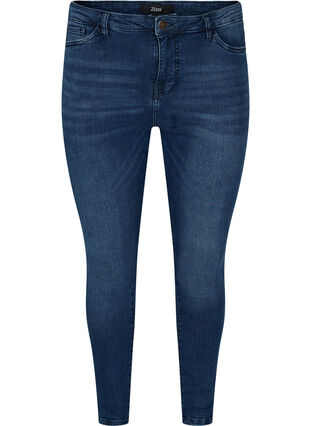 Cropped Amy jeans med slids, Blue denim, Packshot image number 0