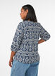 Viskosebluse med m&oslash;nster og 3/4-&aelig;rmer, Bl&aring;, Model image number 2