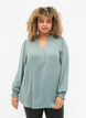 Bluse med smock og v-udskæring, Chinois Green, Model image number 0