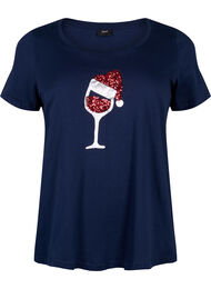 Jule t-shirt i bomuld, Navy Blazer Wine