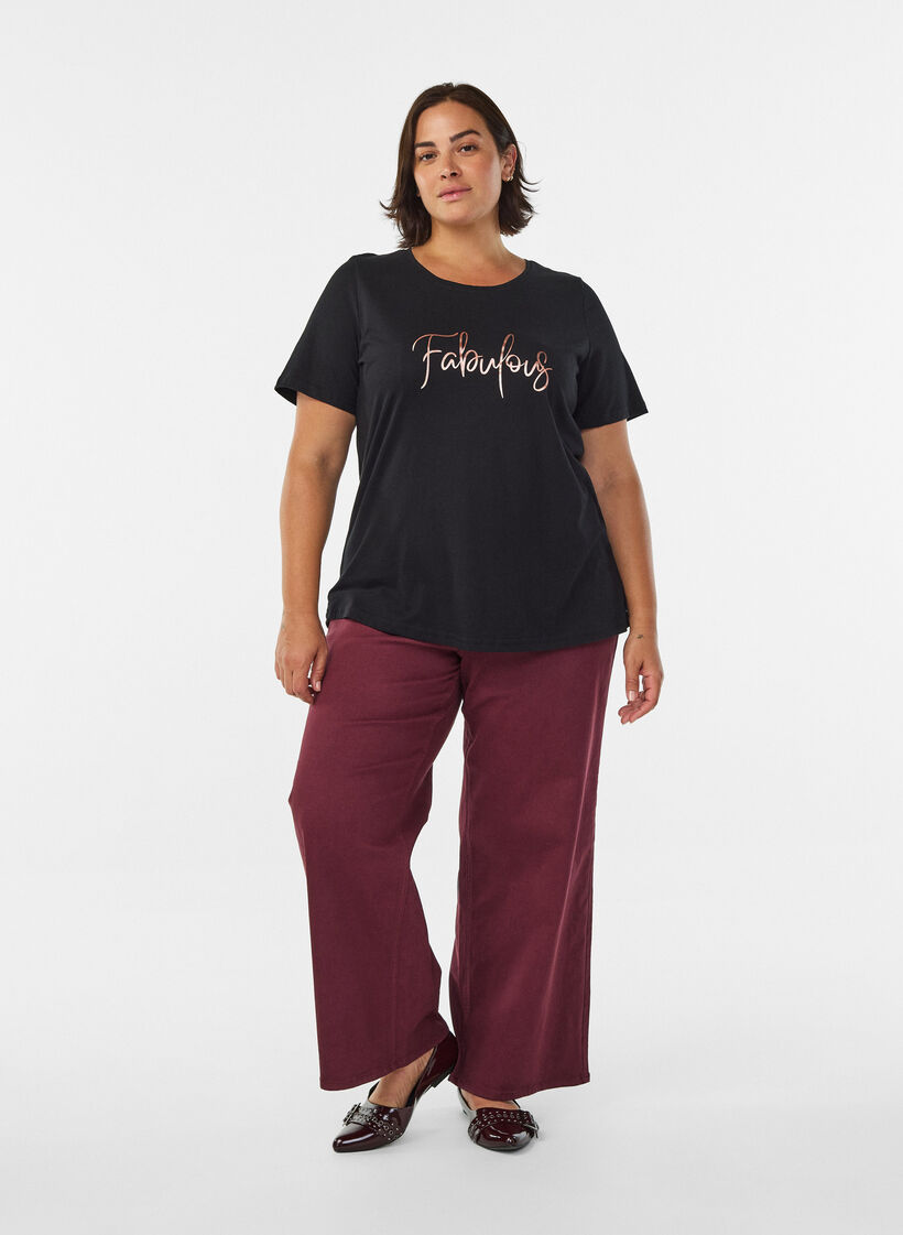 T-shirt med motiv , Sort, Model image number 1