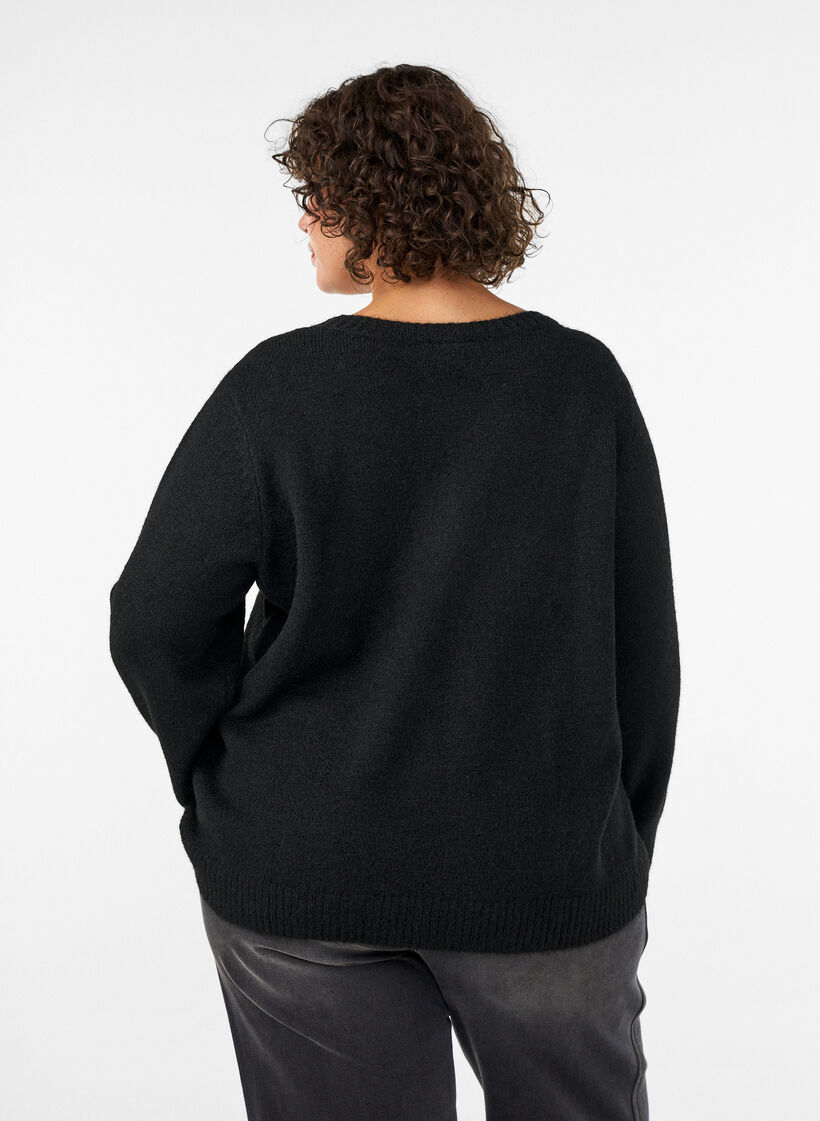 L&oslash;s striktr&oslash;je med rund hals, Sort, Model image number 2
