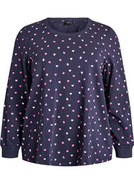 Natbluse med print, Bl&aring;
