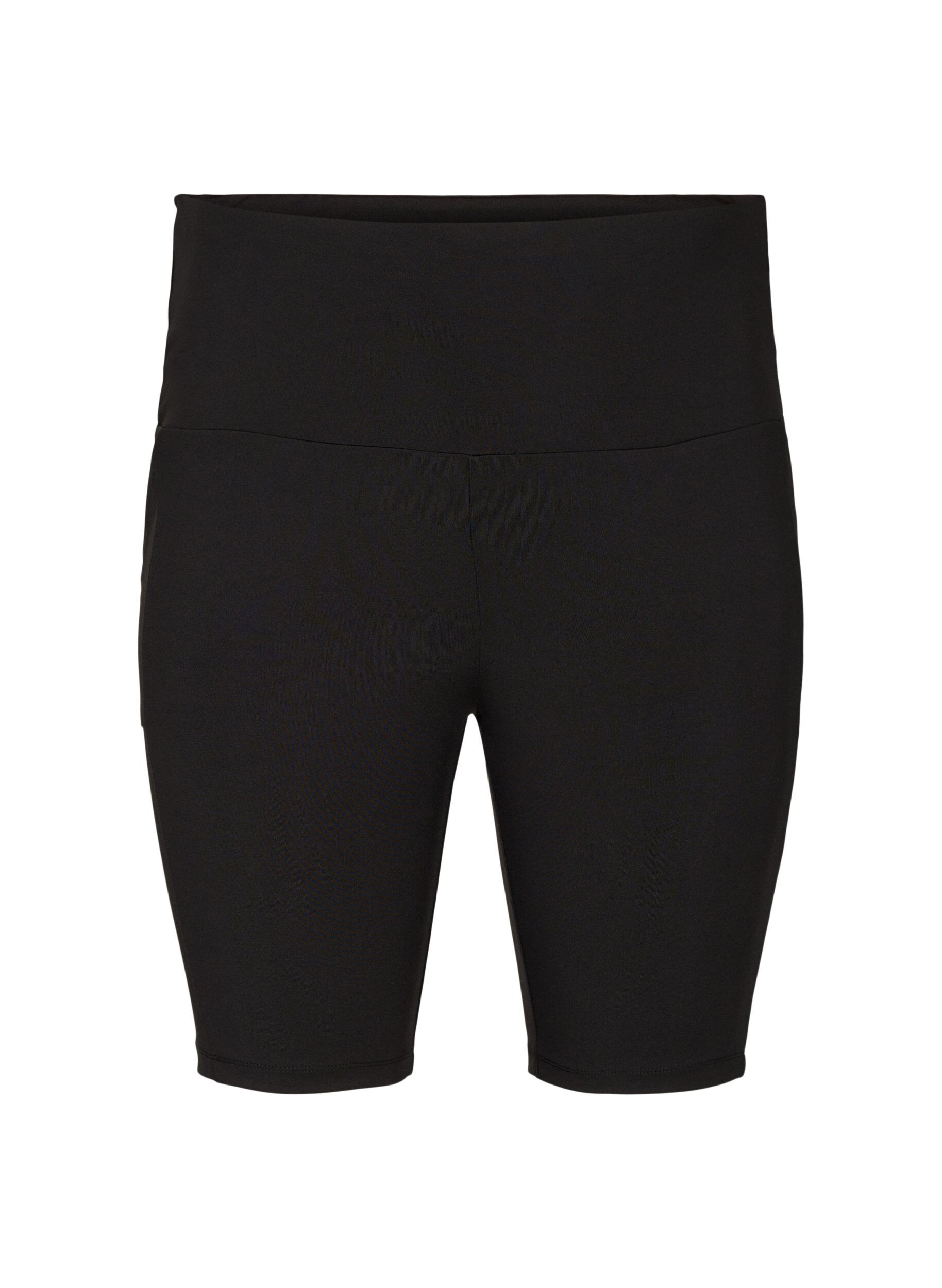 Zizzi T&aelig;tsiddende shorts med h&oslash;j talje og lommer, Black, Packshot image number 0
