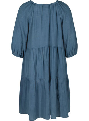 Bomulds kjole med 3/4 ærmer og bindedetalje, Bering Sea, Packshot image number 1