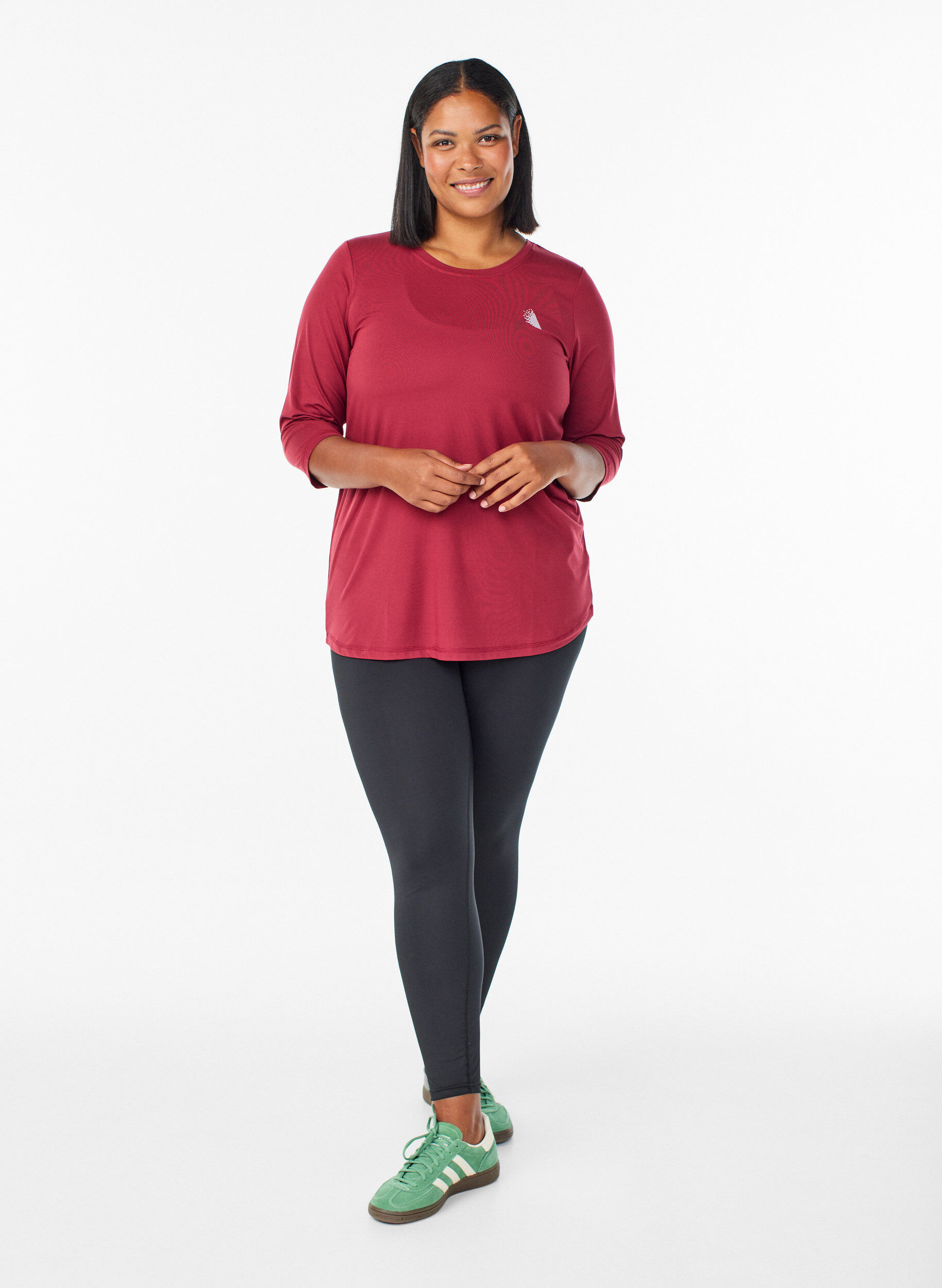 ZizziTr&aelig;ningsbluse med 3/4 &aelig;rmer, R&oslash;d, Model image number 1
