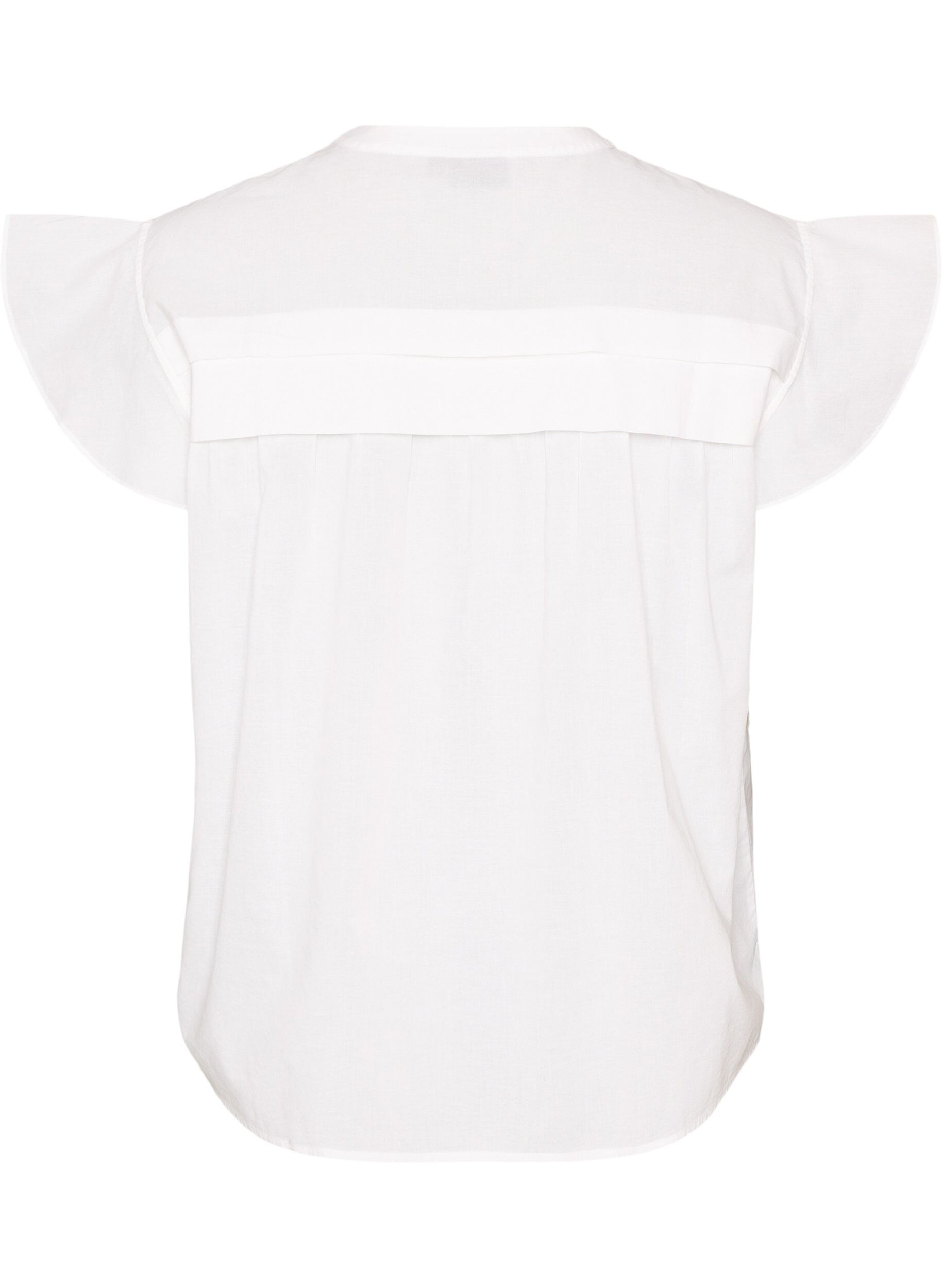 Zizzi&AElig;rmel&oslash;s skjortebluse i bomuld med A-form, Hvid, Packshot image number 1