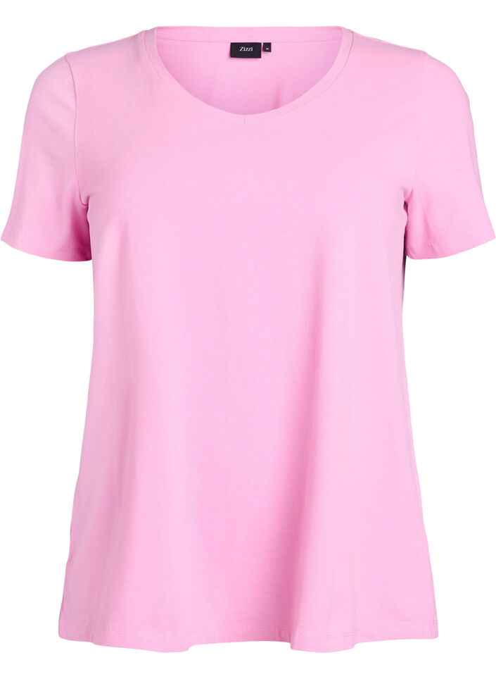 Ensfarvet basis t-shirt i bomuld, Lyser&oslash;d, Packshot image number 0