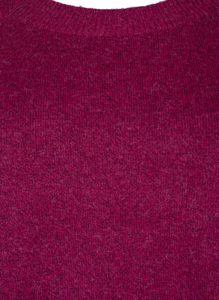 Meleret strikbluse med perleknapper i siden, Raspberry Mel., Packshot image number 2