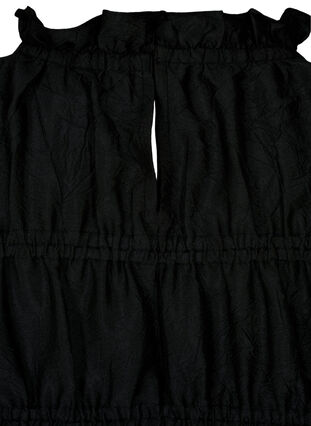 Kjole med flæser og elastiske skæringer, Black, Packshot image number 3