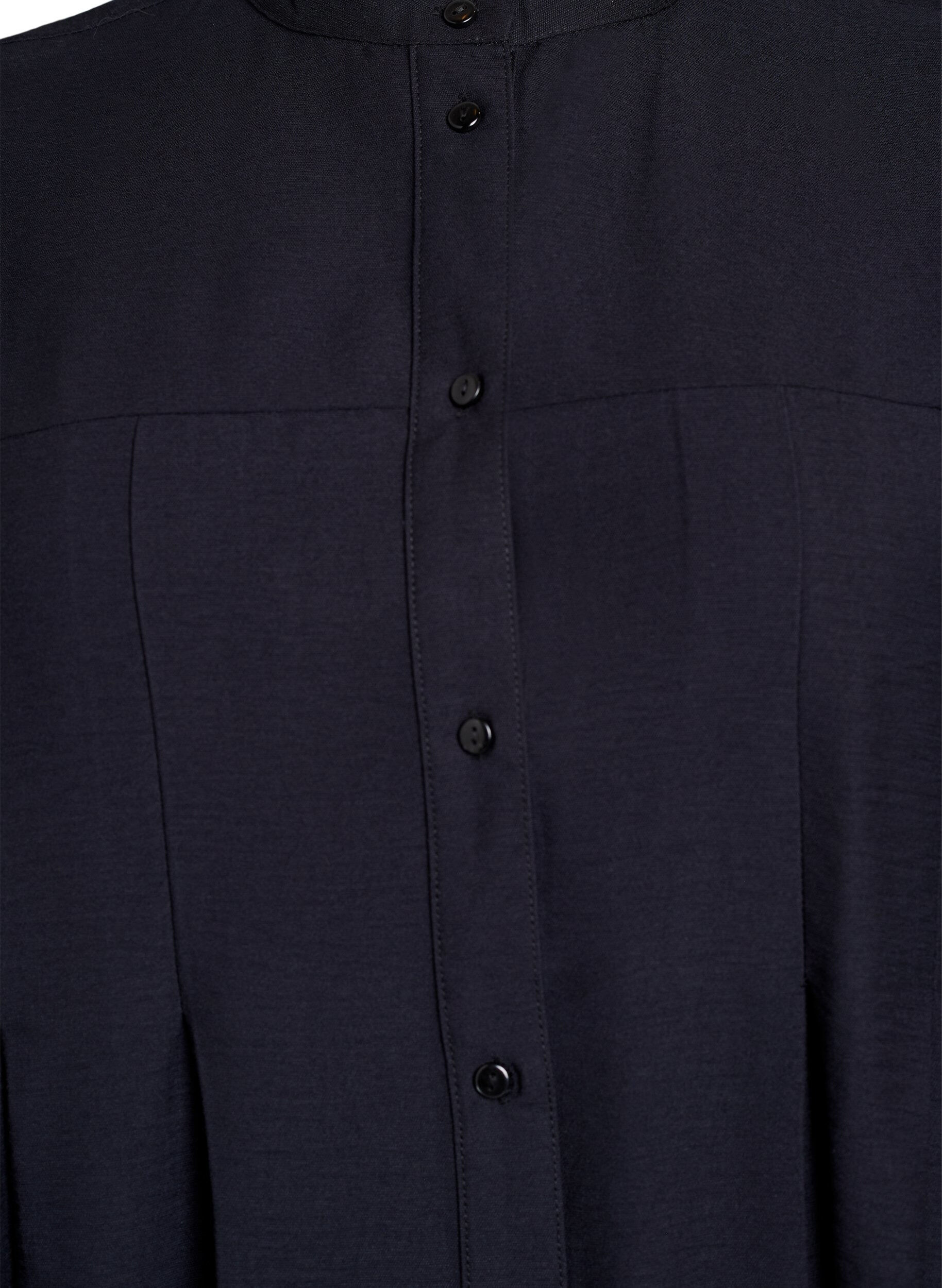 Zizzi Viskoseskjorte med A-shape, Sort, Packshot image number 2