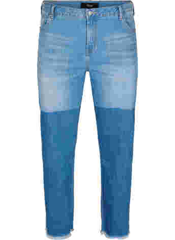 Cropped jeans med kontrast