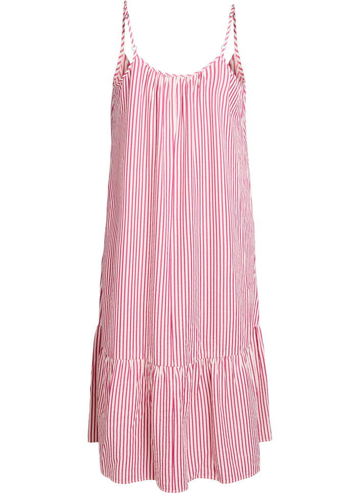 Sommerkjole med striber og A-facon, Lyser&oslash;d, Packshot image number 1