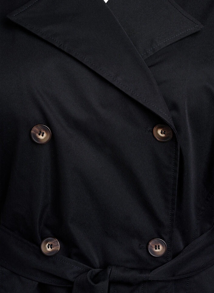 Mellemlang trenchcoat med bælte, Black, Packshot image number 2