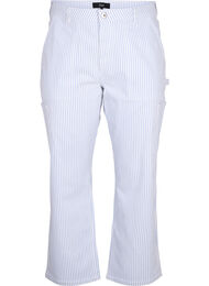 Stribede cargo jeans med straight fit, Blue White Stripe