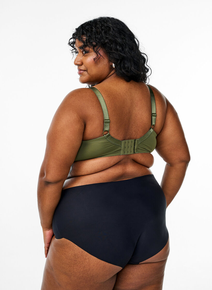 Formstøbt bh i microfiber med satin-detalje, Grøn, Model image number 2