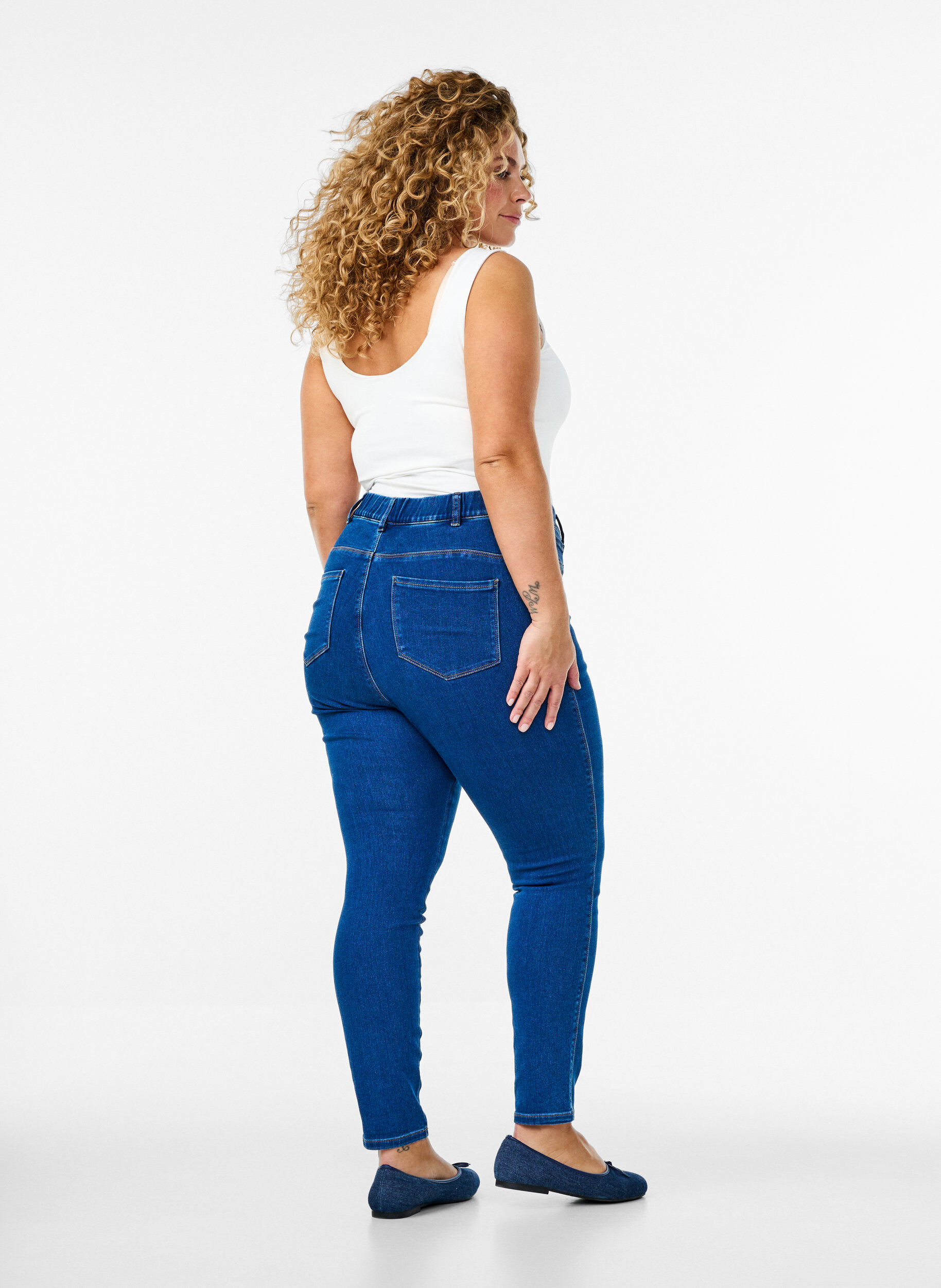 ZizziJeggings med h&oslash;j talje, Bl&aring;, Model image number 1