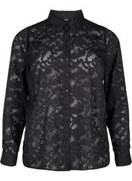 Jacquard skjorte med knapper, Black