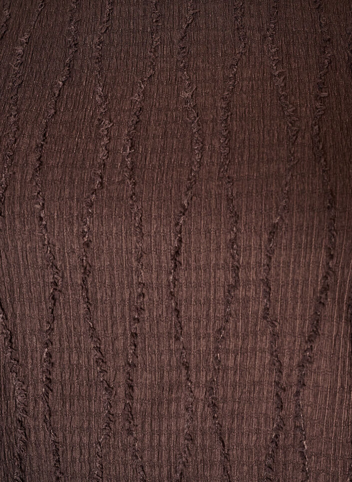 Jerseybluse med b&oslash;lget struktur, Brun, Packshot image number 2