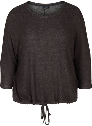 Meleret bluse med justerbar bund, Dark Grey Melange, Packshot image number 0