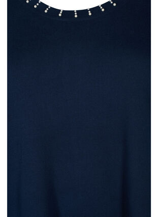 Bluse med rund hals og perler, Navy Blazer, Packshot image number 2