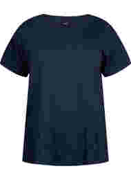 T-shirt i bomuld med broderi anglaise, Navy Blazer
