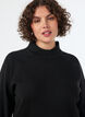 Strikbluse i viskoseblanding med rullekrave, Sort, Model image number 3