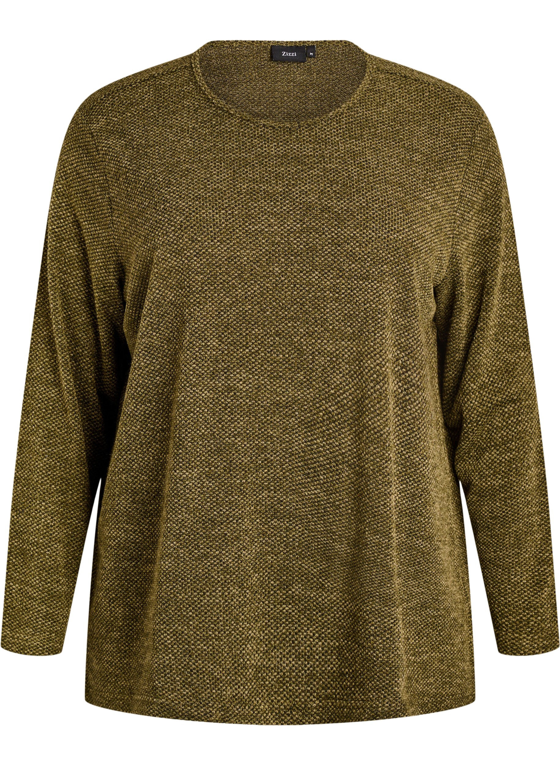 ZizziLang&aelig;rmet bluse med struktur, Gr&oslash;n, Packshot image number 0