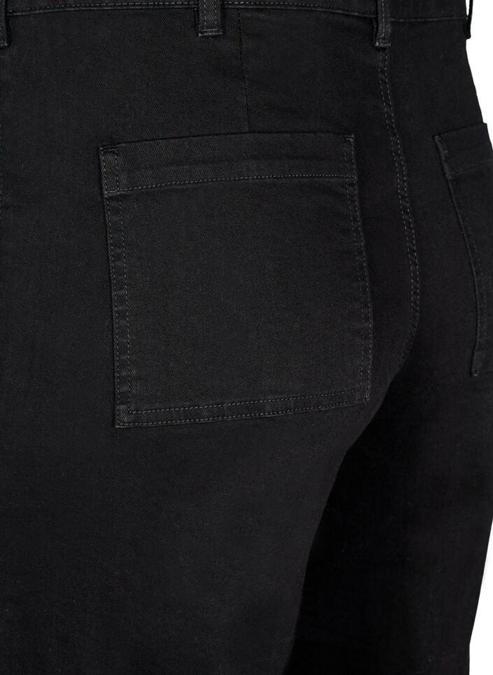 H&oslash;jtaljede jeans med vide ben, Sort, Packshot image number 3