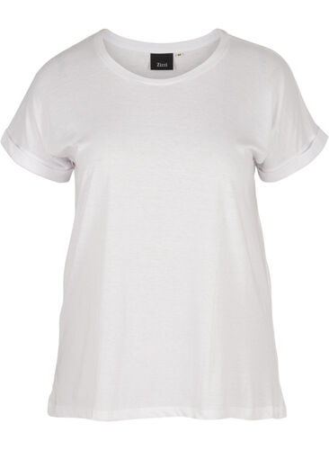 T-shirt i bomuldsmix, Bright White, Packshot image number 0