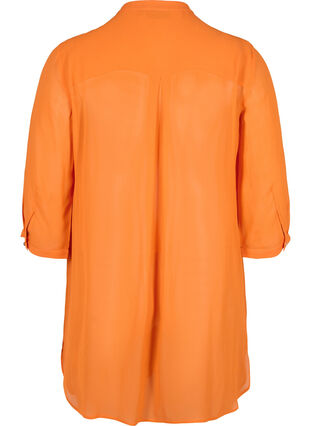 Lang viskose skjorte med 3/4 ærmer, Orange Peel, Packshot image number 1