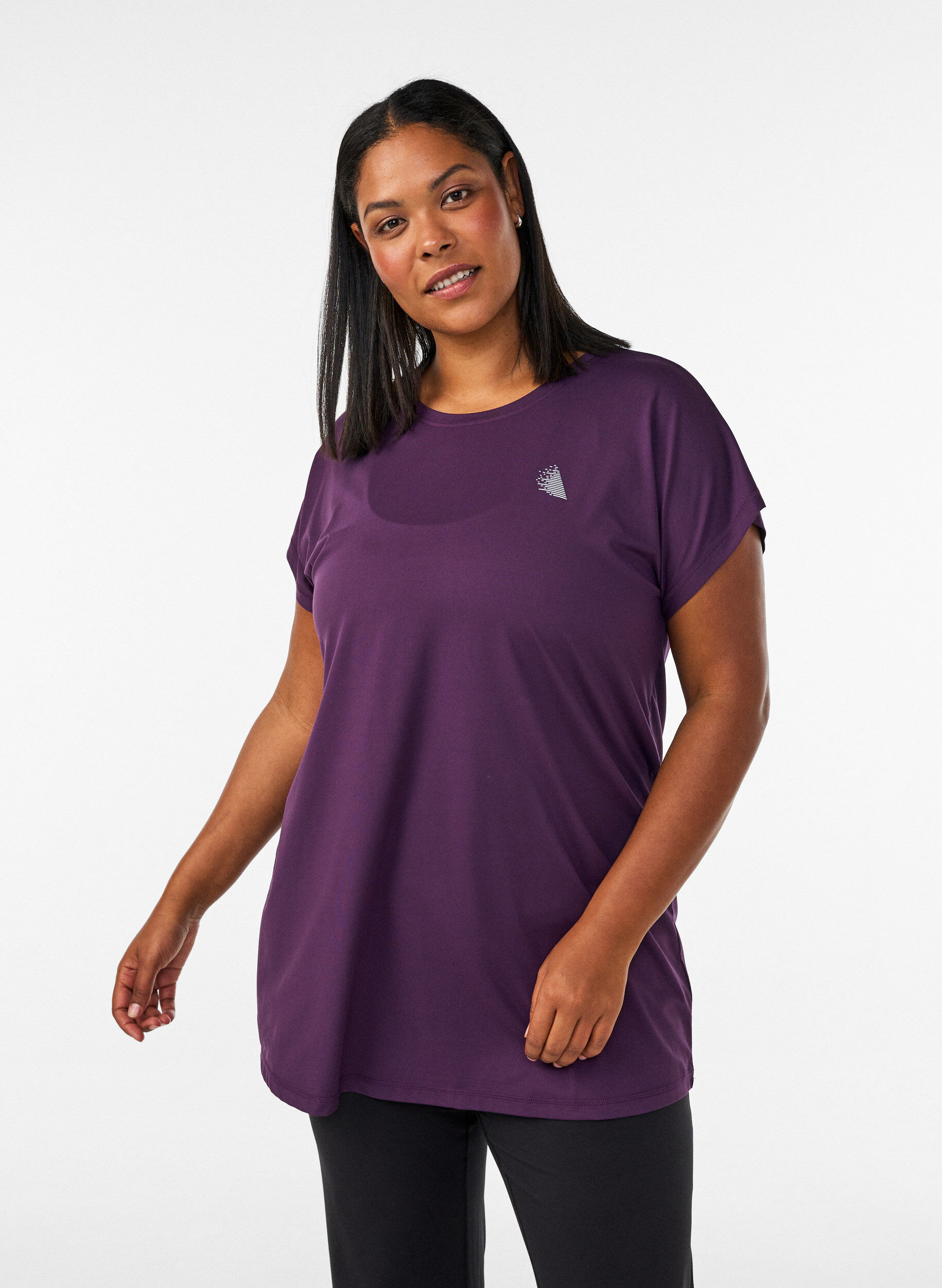 Lang tr&aelig;nings t-shirt, Lilla, Model