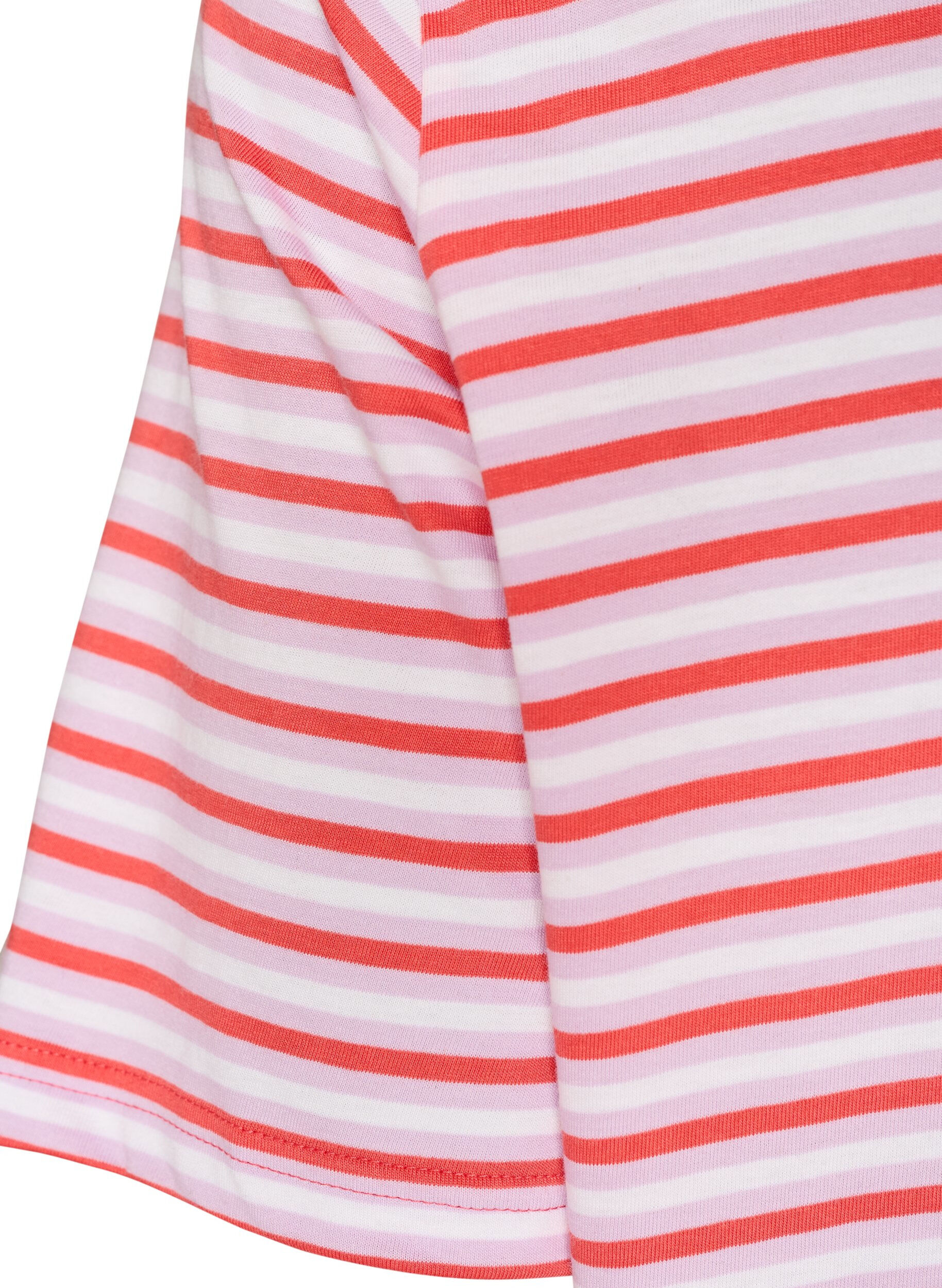 ZizziLang oversize T-shirt i &oslash;kologisk bomuld med striber, Lilla, Packshot image number 4