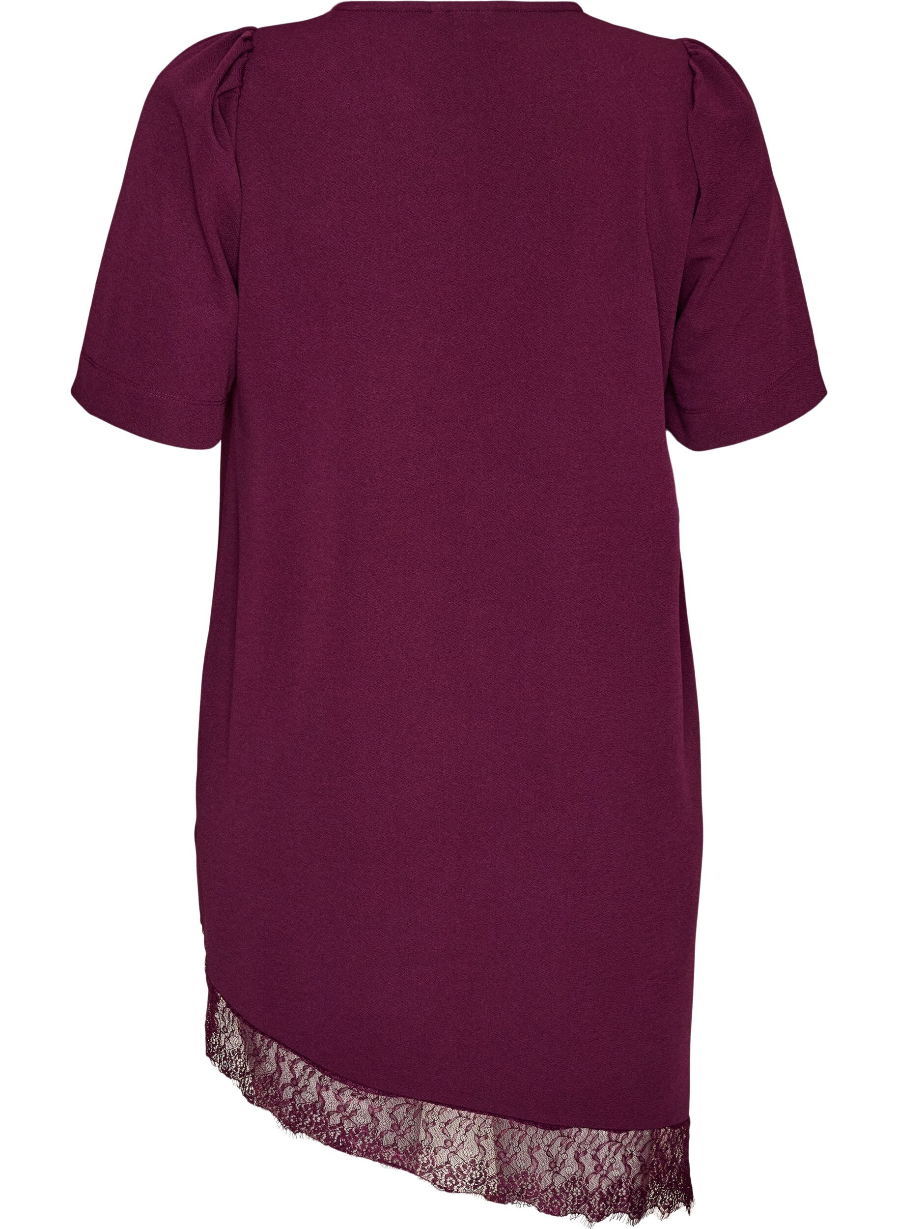 ZizziTunika med asymmetrisk blondekant, Lilla, Packshot image number 1