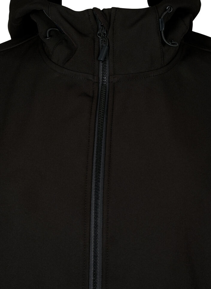 Kort softshell jakke med lommer, Black, Packshot image number 2