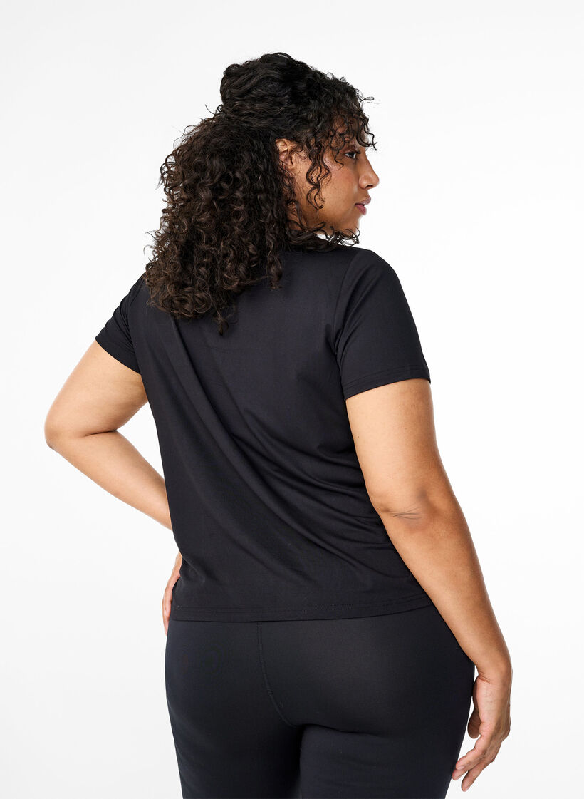 Slim fit trænings t-shirt med rund hals, Black, Model image number 1