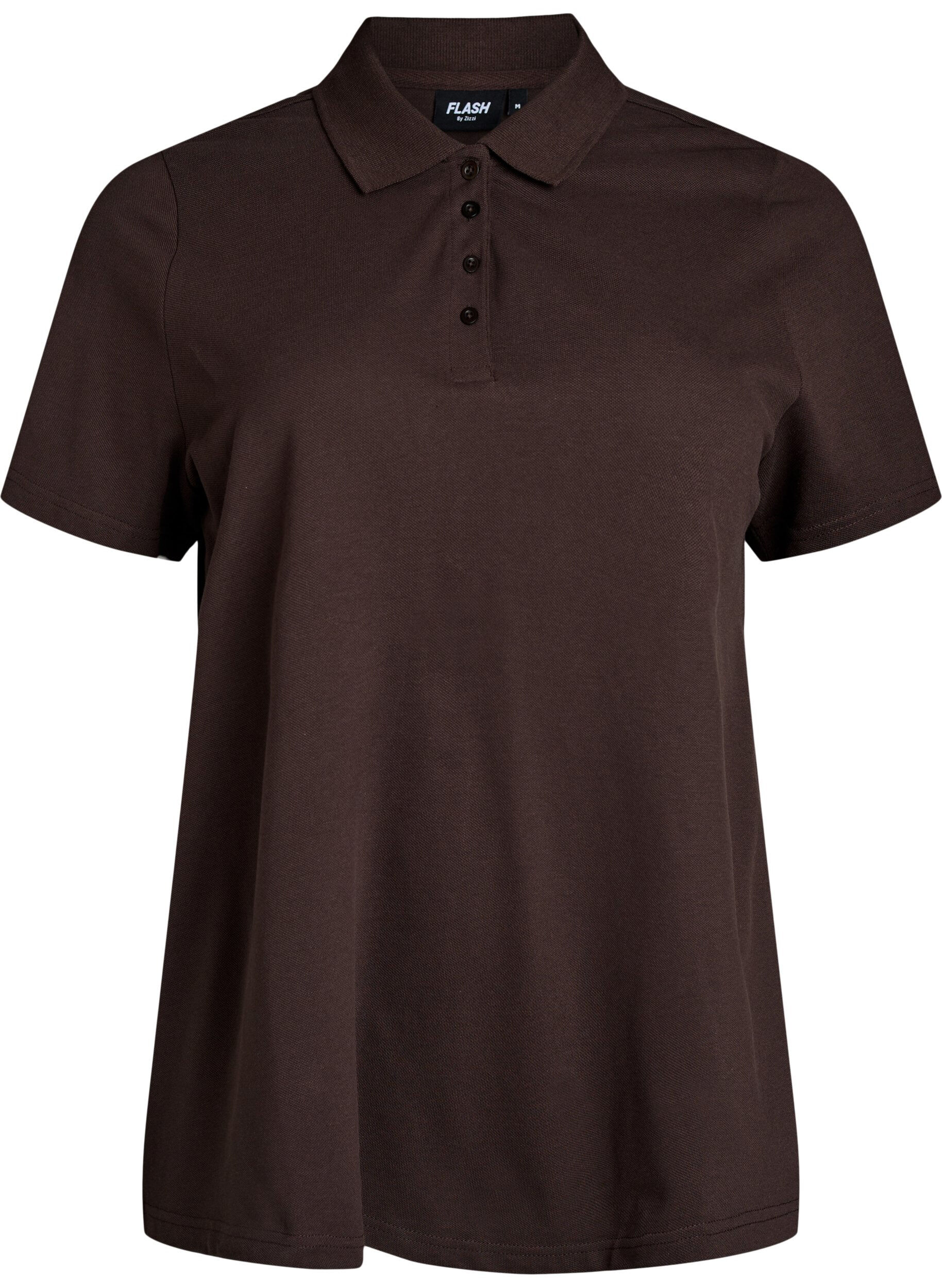 ZizziPoloshirt med korte &aelig;rmer, Brun, Packshot image number 0