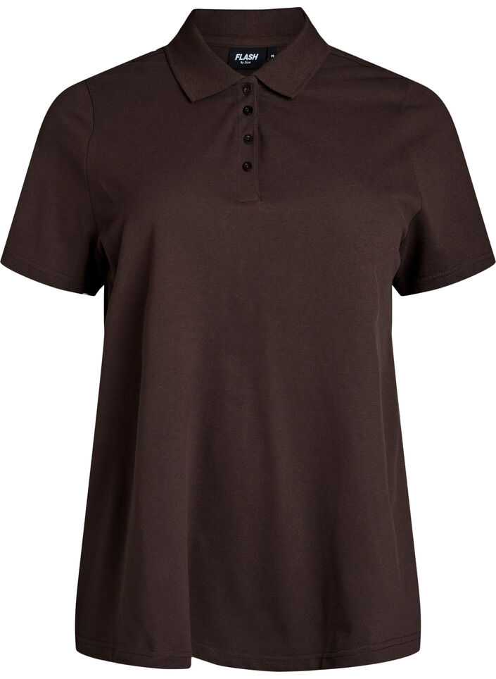Poloshirt med korte &aelig;rmer, Brun, Packshot image number 0