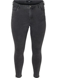 Cropped Amy jeans med lynl&aring;sdetalje, Gr&aring;