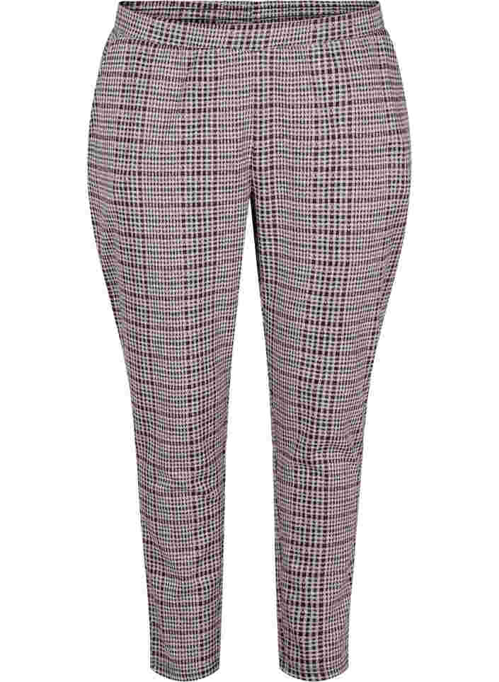 Cropped Maddison bukser med ternet mønster, Brown Check, Packshot