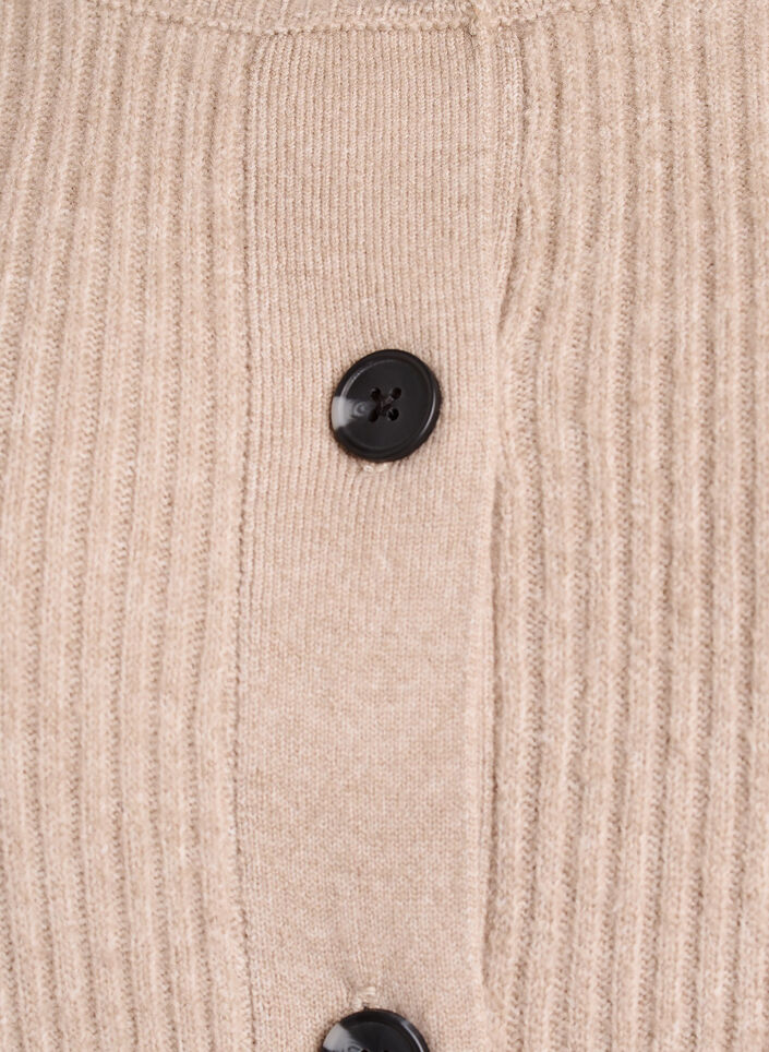 Ribstrikket cardigan med knapper, Beige, Packshot image number 2