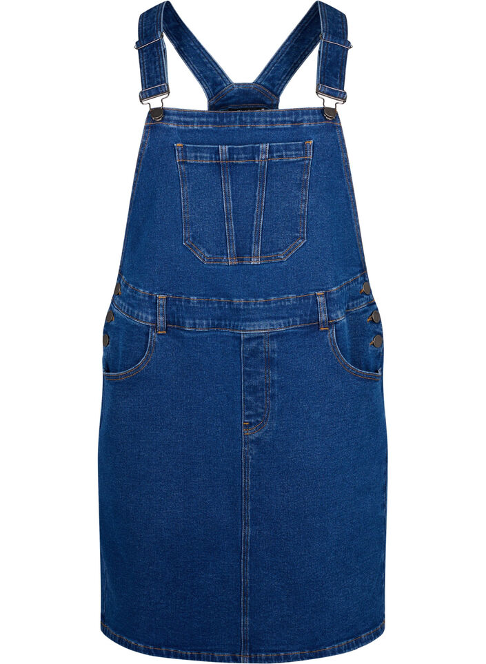 Overalls kjole i denim, Blå, Packshot image number 0