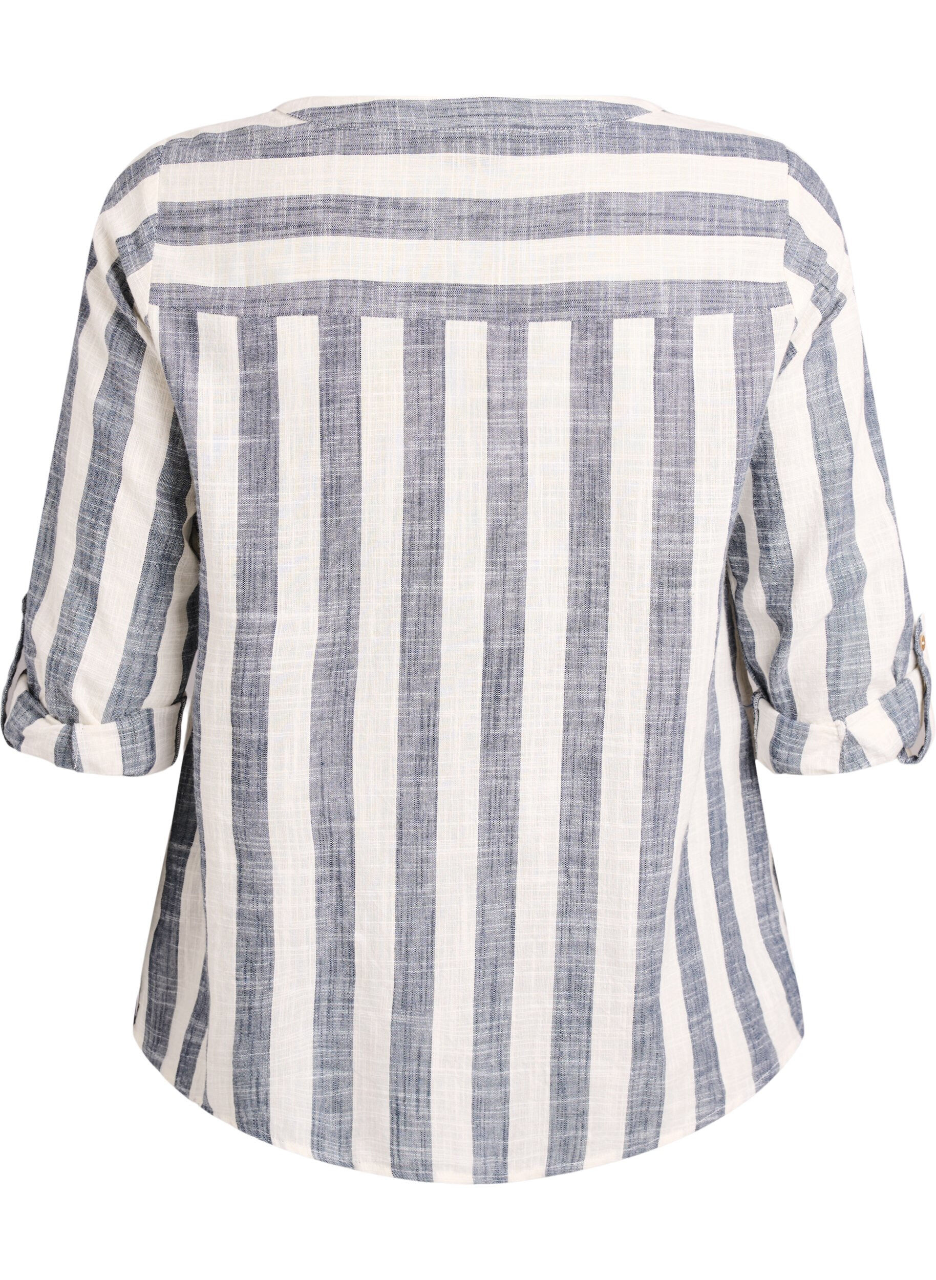 ZizziSkjortebluse i bomuld med V-udsk&aelig;ring, Bl&aring;, Packshot image number 1