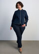 Figursyet denimjakke med lynl&aring;s, Bl&aring;, Model image number 1