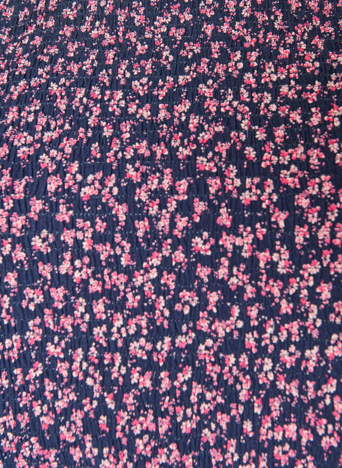 Bluse med smockoverdel og blomsterprint, Bl&aring;, Packshot image number 2